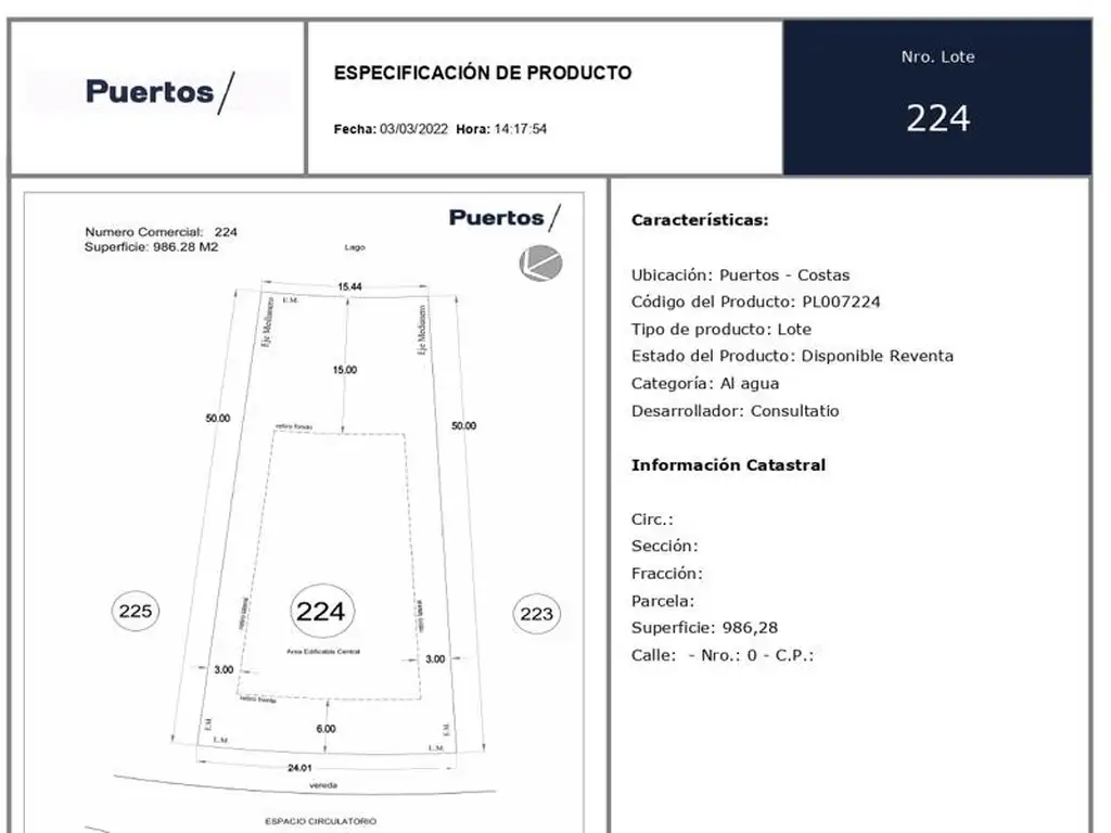 Terreno en venta en Puertos del Lago - Escobar