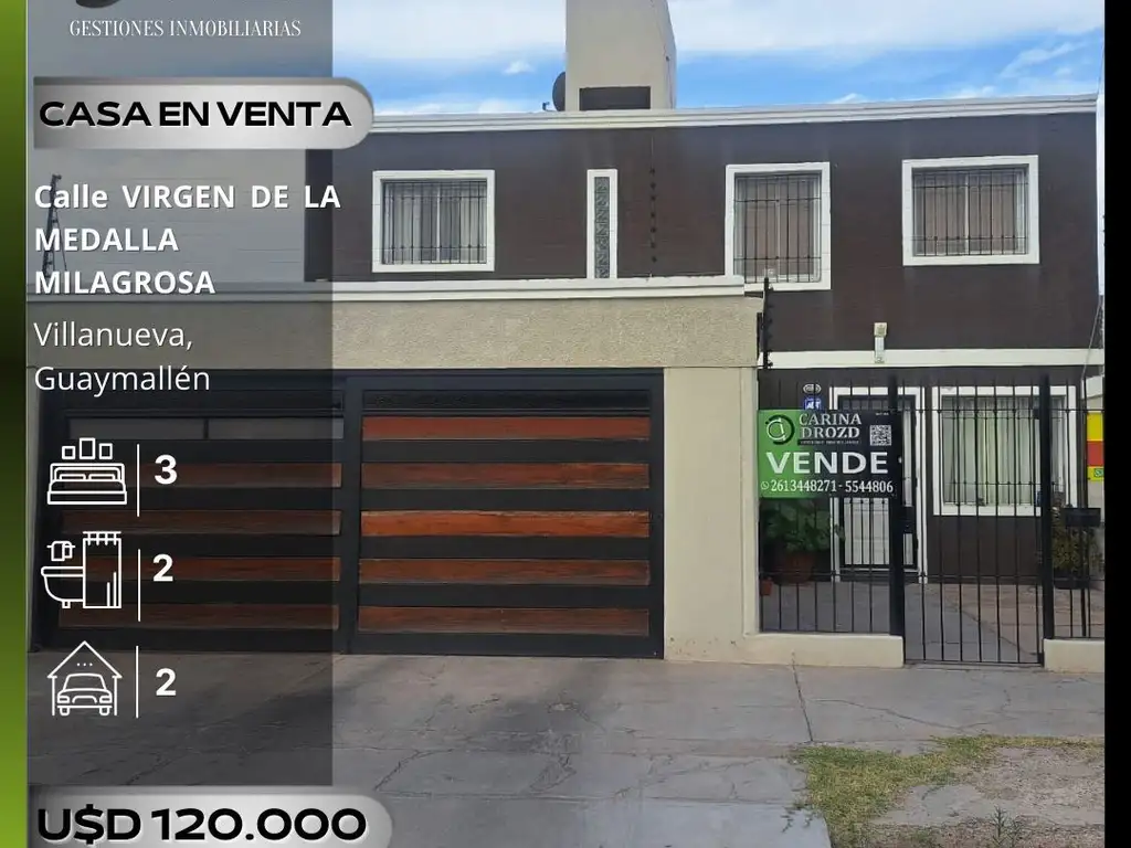 Casa en venta de 3 dormitorios c/ cochera en Villa Nueva