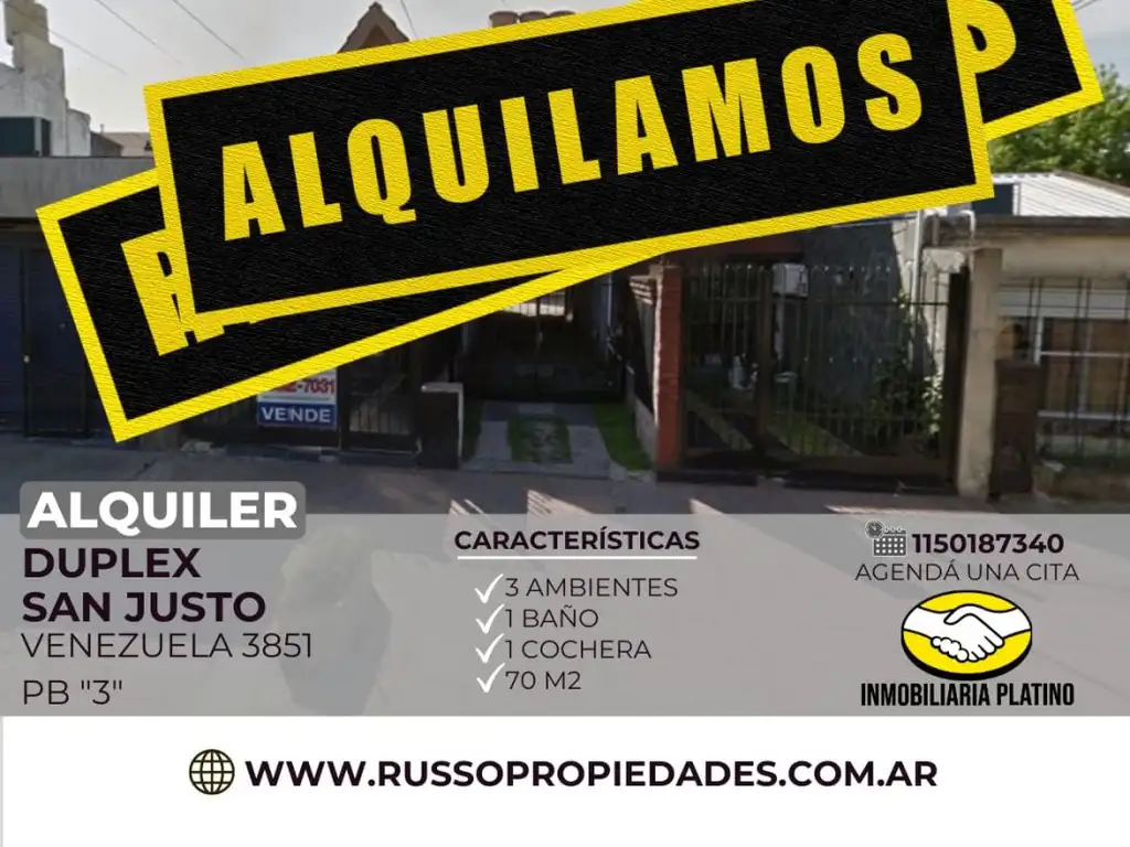 Alquiler duplex 3 ambientes San Justo