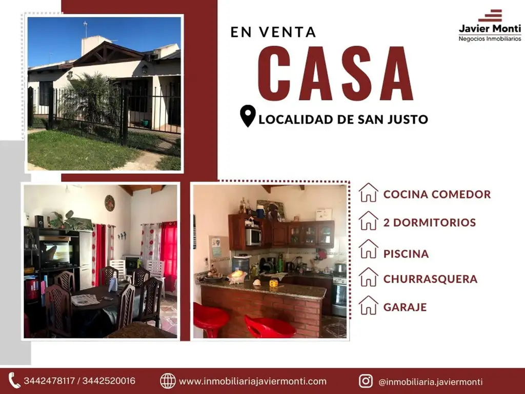 CASA EN LOCALIDAD DE SAN JUSTO- EXCELENTE ESTADO