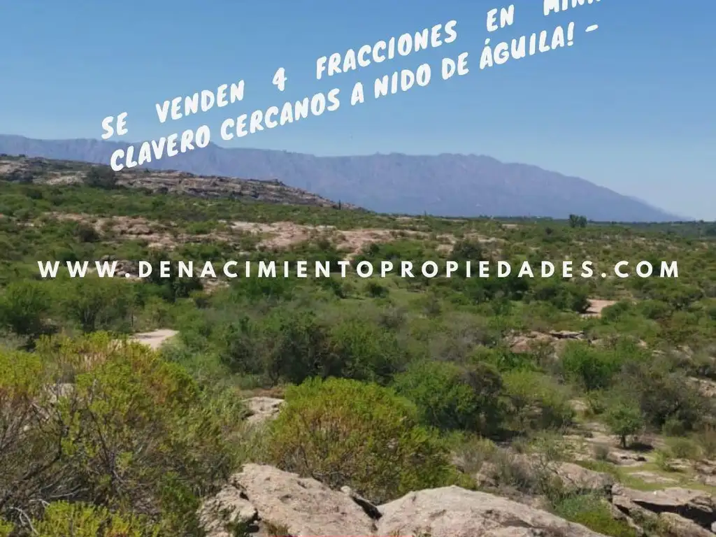 TERRENO EN VENTA EN MINA CLAVERO DER POSESORIO