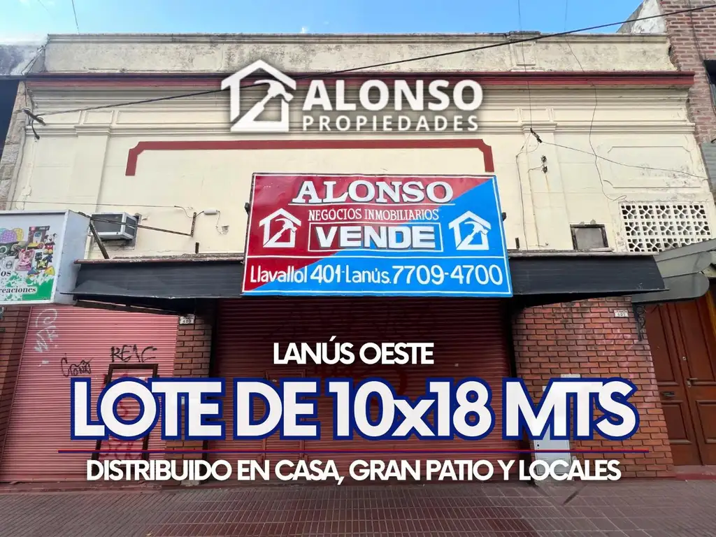 LOTE DE 10 x 18 MTS EN VENTA EN LANÚS