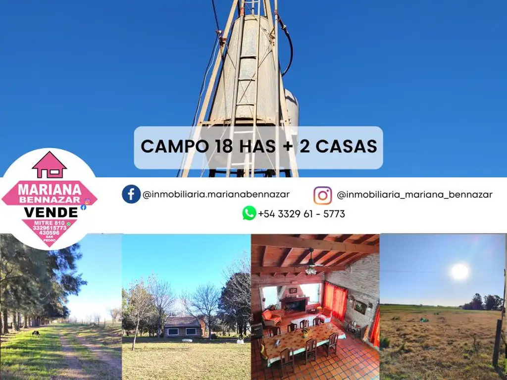 Campo 18has Agrícolas + 2 Casas - Baradero