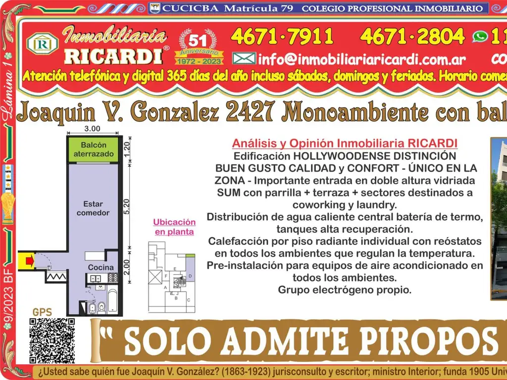 SOLO ADMITE PIROPOS 1 amb a estrenar edif PREMIUM + balcón