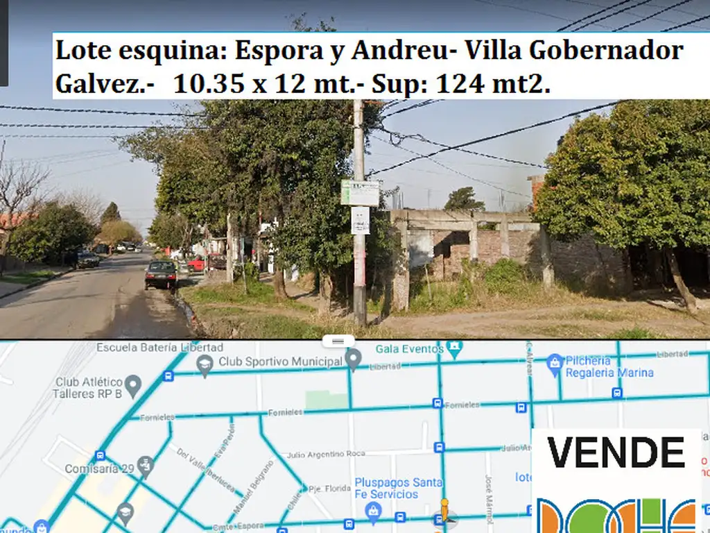 VENTA: TERRENO ESQUINA - 12x10.35 Mt - Espora y Andreu - VGG