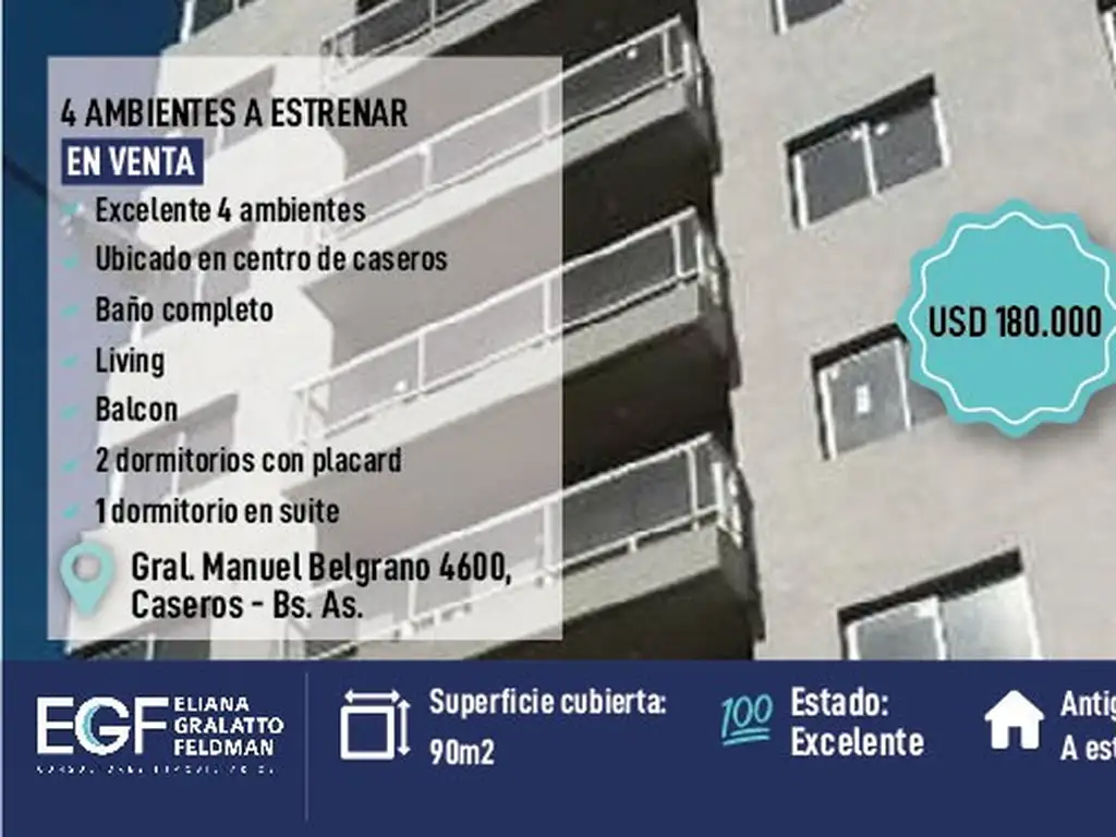 VENTA A ESTRENAR 4 AMB EN CASEROS BELGRANO Y DAVID MAGDALENA