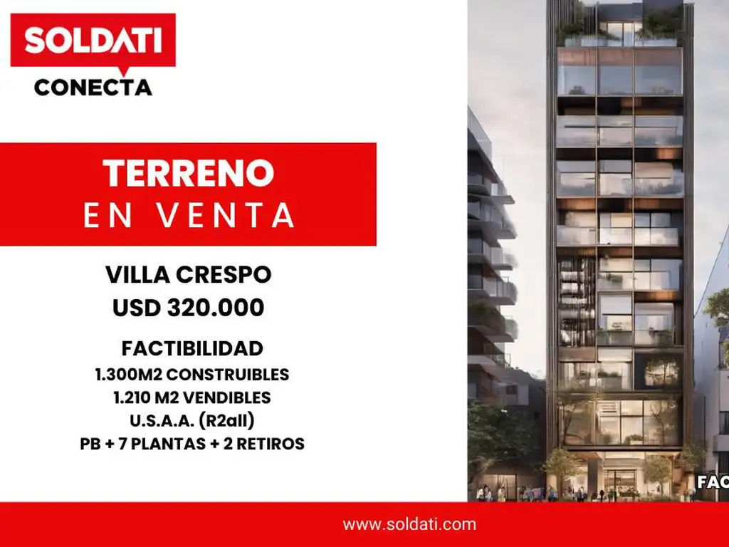 Terreno en Venta en Villa Crespo USAA 1200m2 vendibles