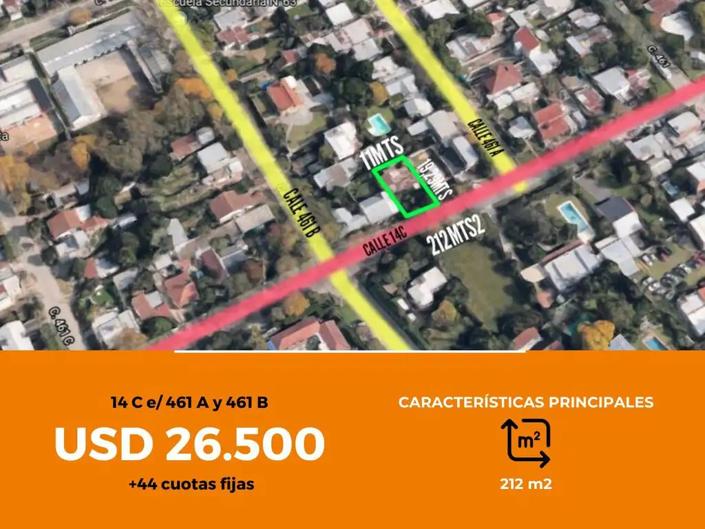 Terreno en venta - 212Mts2 - City Bell [FINANCIADO]