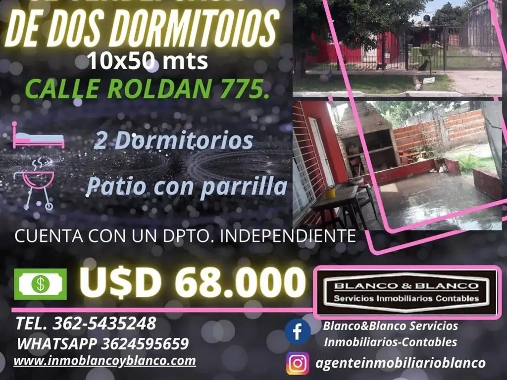 SE VENDE: ROLDAN 775, Casa de 2 dormitorios