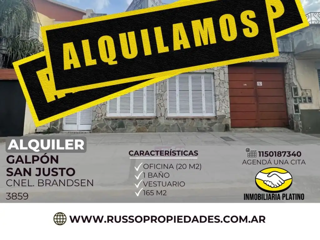 Alquiler galpon 100 mtrs San Justo