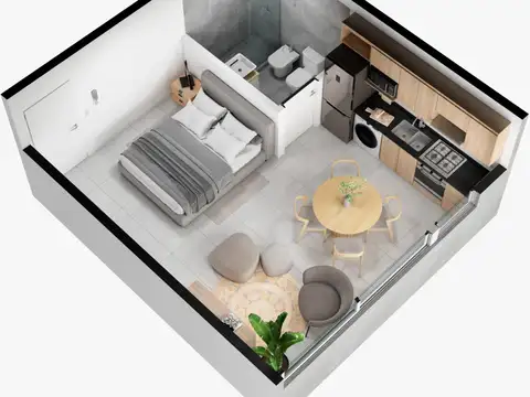Departamento 2 ambientes con 1 baño