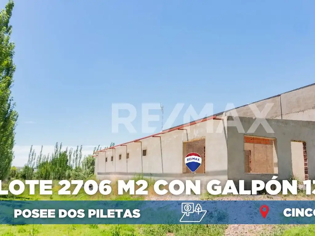 LOTE DE 2706 M2 CON GALPON DE 1300 M2 CINCO SALTOS