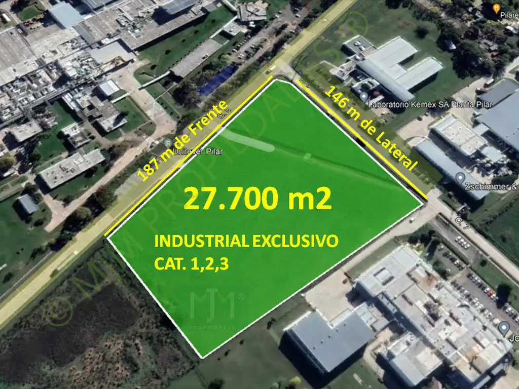 Terreno 27.700 m2 - Industrial Cat. 1,2,3 - Parque Ind. Pilar   OPORTUNIDAD! Se escuchan ofertas