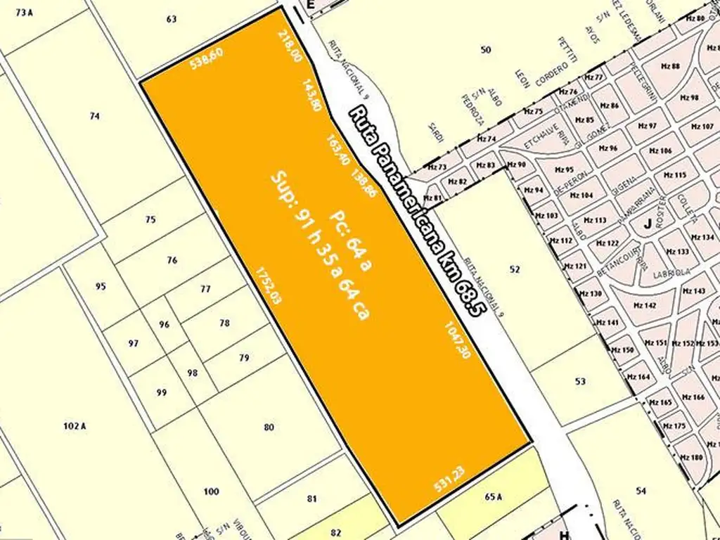 Fracción Campo 91 Has sobre Panamericana Otamendi