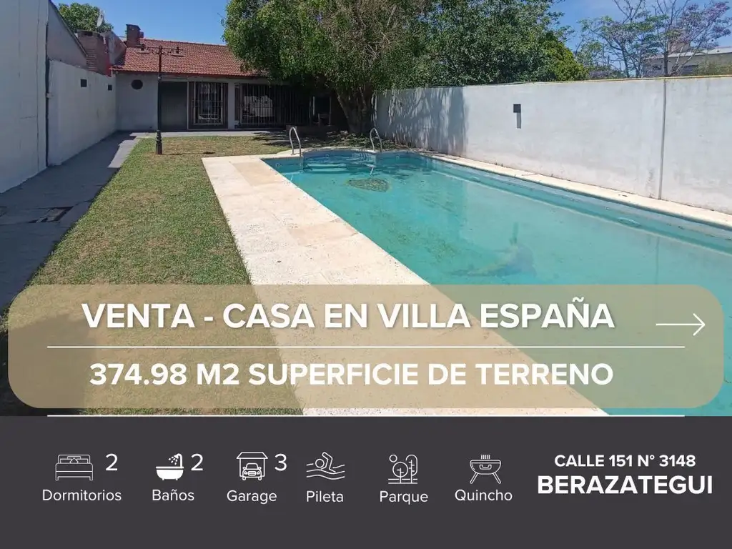 Venta de Casa 3 AMBIENTES en VILLA ESPAÑA, BERAZATEGUI