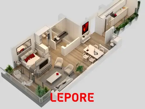 2 Ambientes con vestidor en Las Cañitas - TOWN HOUSE BOULEVARD