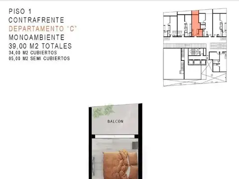 Departamento en Venta de 1 dormitorio