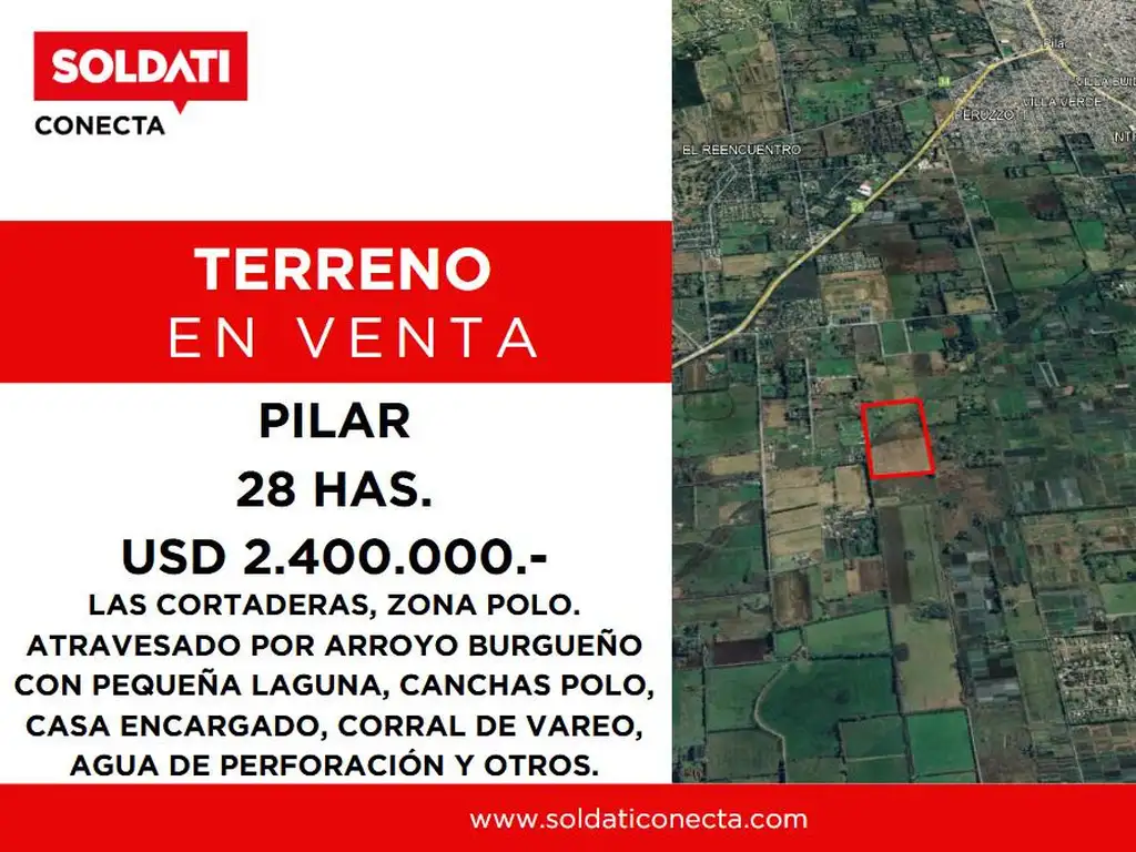 Campo en venta zona Polo, Pilar, con 2 canchas de polo y varias mejoras