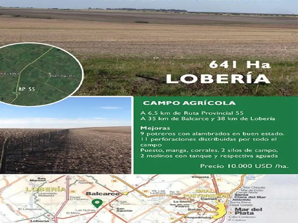 PROPIEDADES RURALES - AGRICOLA - LOBERÍA