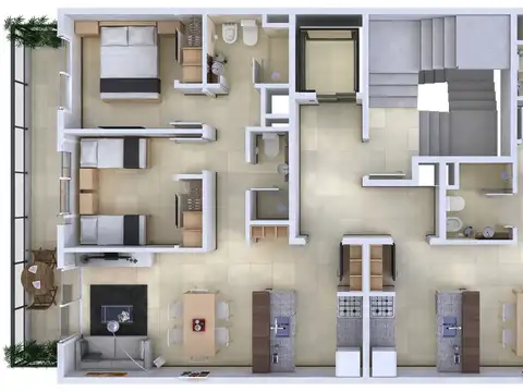 Departamento 2 ambientes con 1 baño