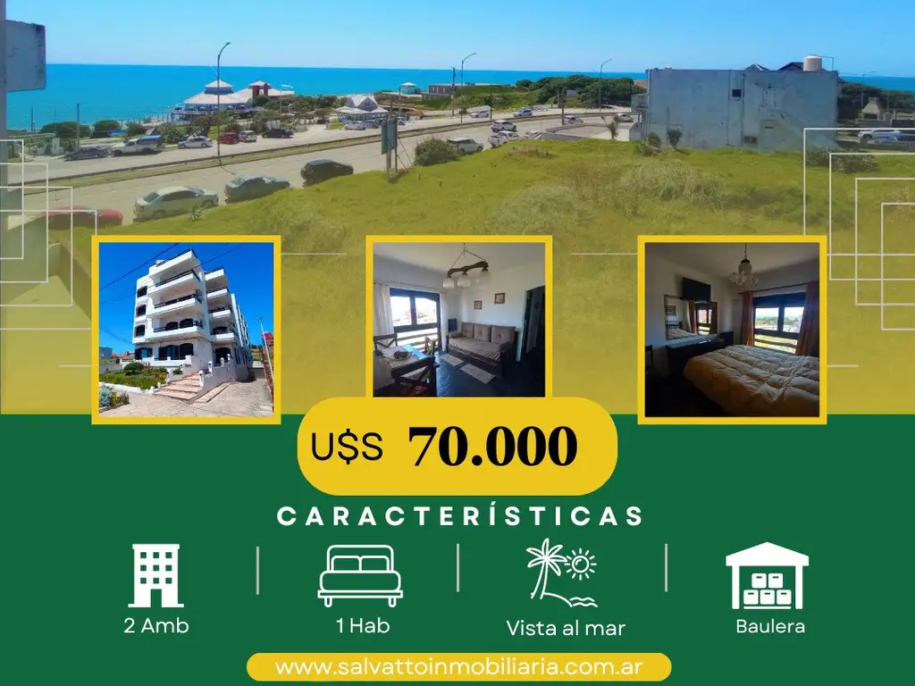 DEPARTAMENTO DE 2 AMBIENTES CON VISTA AL MAR SOBRE AV. DE LOS TRABAJADORES