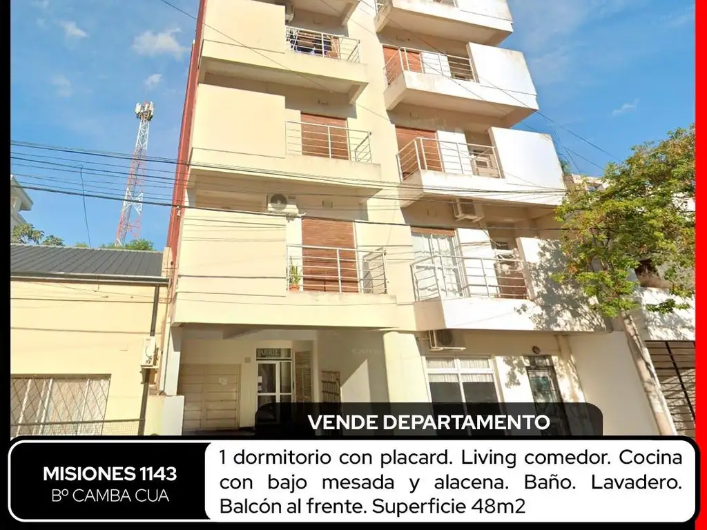 VENDE DPTO 1 DORMITORIO C/COCHERA Bº CAMBA CUA