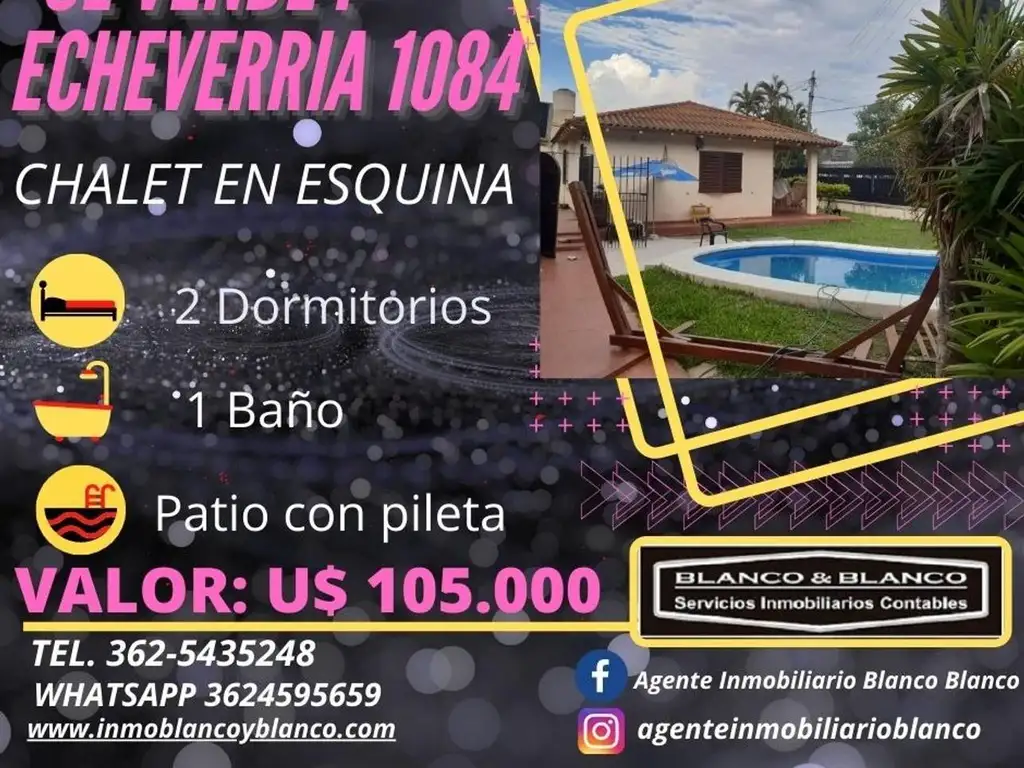 SE VENDE: ECHEVERRIA 1084. CHALET EN ESQUINA CON PILETA