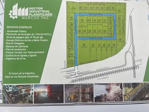 PARCELA EN PARQUE INDUSTRIAL DE MARCOS PAZ - EN VENTA -