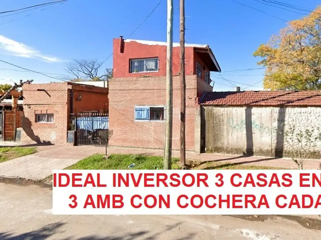 OPORTUNIDAD 3 CASAS DE 3 AMB EN LOTE PROPIO, VENTA EN BLOCK