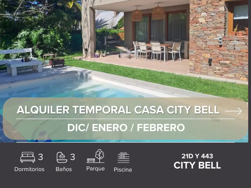 Alquiler temporario en City Bell, La Plata.