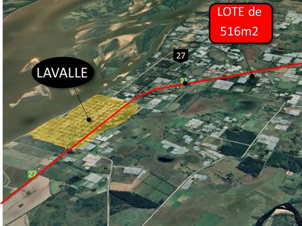 LOTE EN VENTA A 120M DE LA RUTA 27 EN PJE LA BOLSA