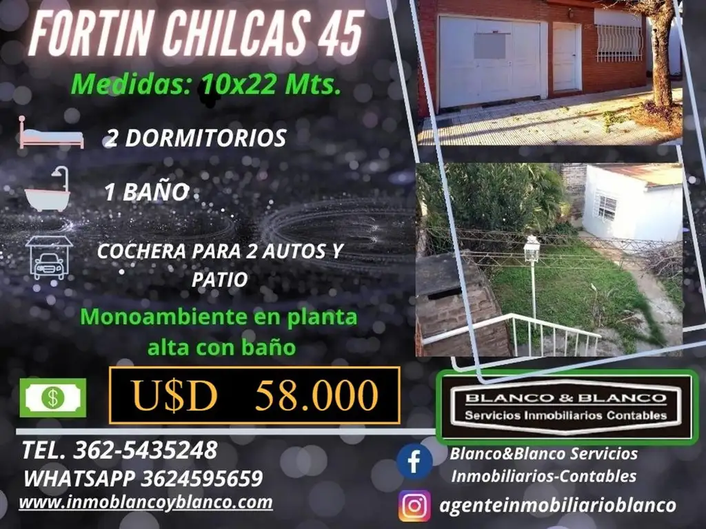 SE VENDE: FORTIN FORTIN CHILCAS 45, CASA DE 2 DORMITORIOS