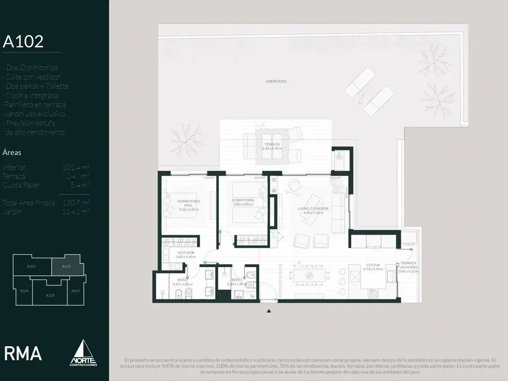 Venta de apartamento 2 dormitorios Carrasco, Trento