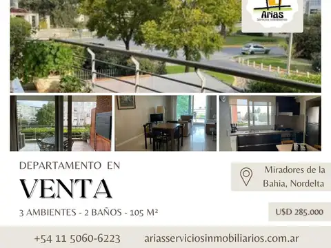 Departamento en Venta 3 Amb -Miradores de la Bahia, Nordelta