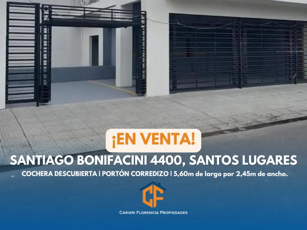 COCHERA DESCUBIERTA Y EN VENTA, ZONA SANTOS LUGARES