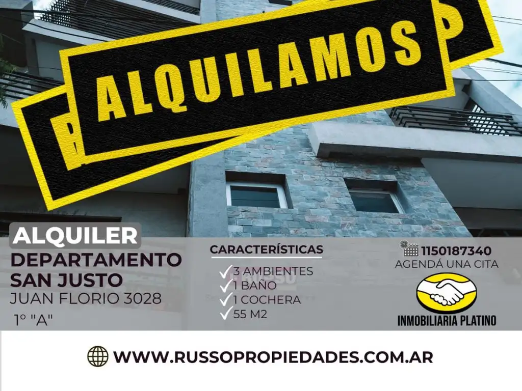 Alquiler Departamento San Justo Centro - 3 Amb y Cochera