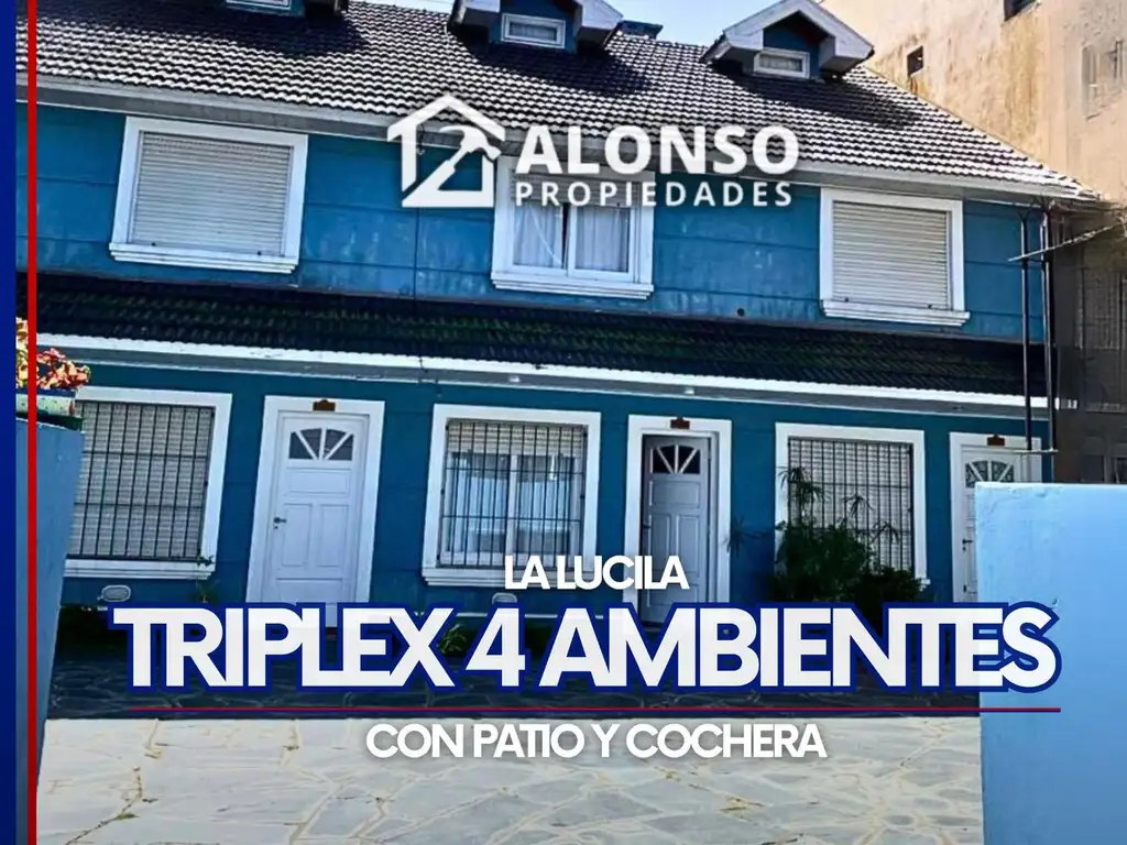 TRIPLEX 4 AMBIENTES CON PATIO Y COCHERA