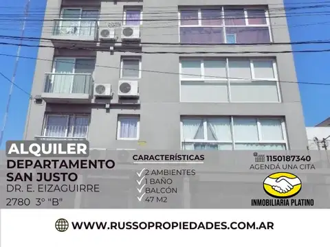 Alquiler departamento San Justo 2 ambientes