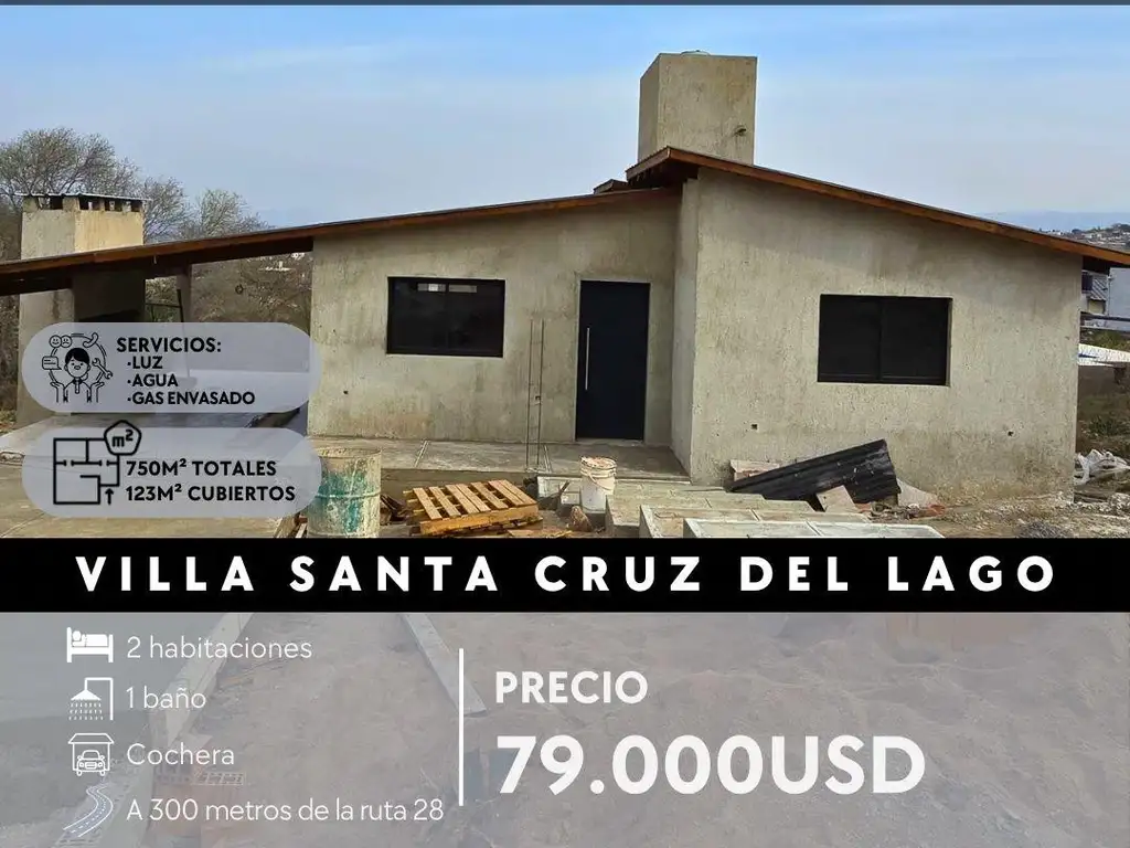 VENTA CHALET A ESTRENAR 2 DOR CON PILETA EN VILLA SANTA CRUZ DEL LAGO