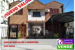 ¡NUEVO VALOR! COMODO DUPLEX DE 2 AMBIENTES EN VENTA EN SAN JUSTO. DE 45 M2 TOTALES