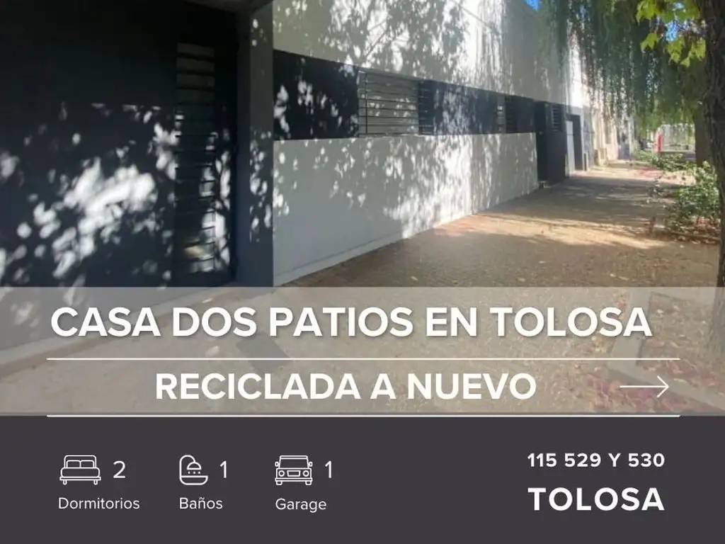 Venta casa en Tolosa, La Plata 2 dormitorios