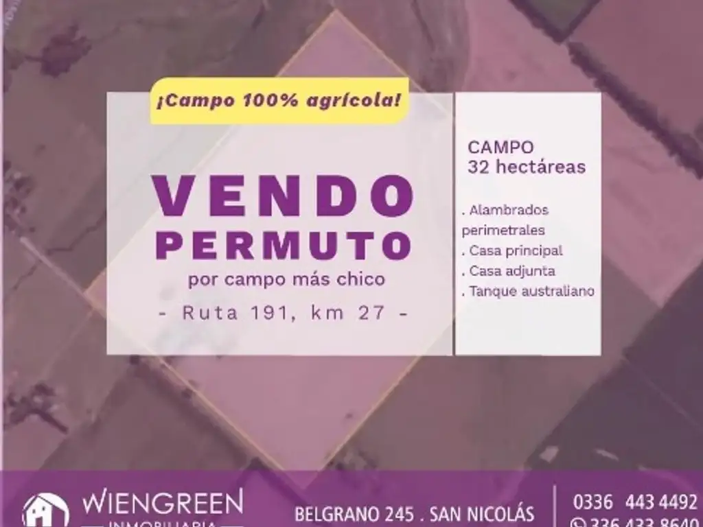 Vendo o Permuto campo de 32 hectáreas en San Pedro