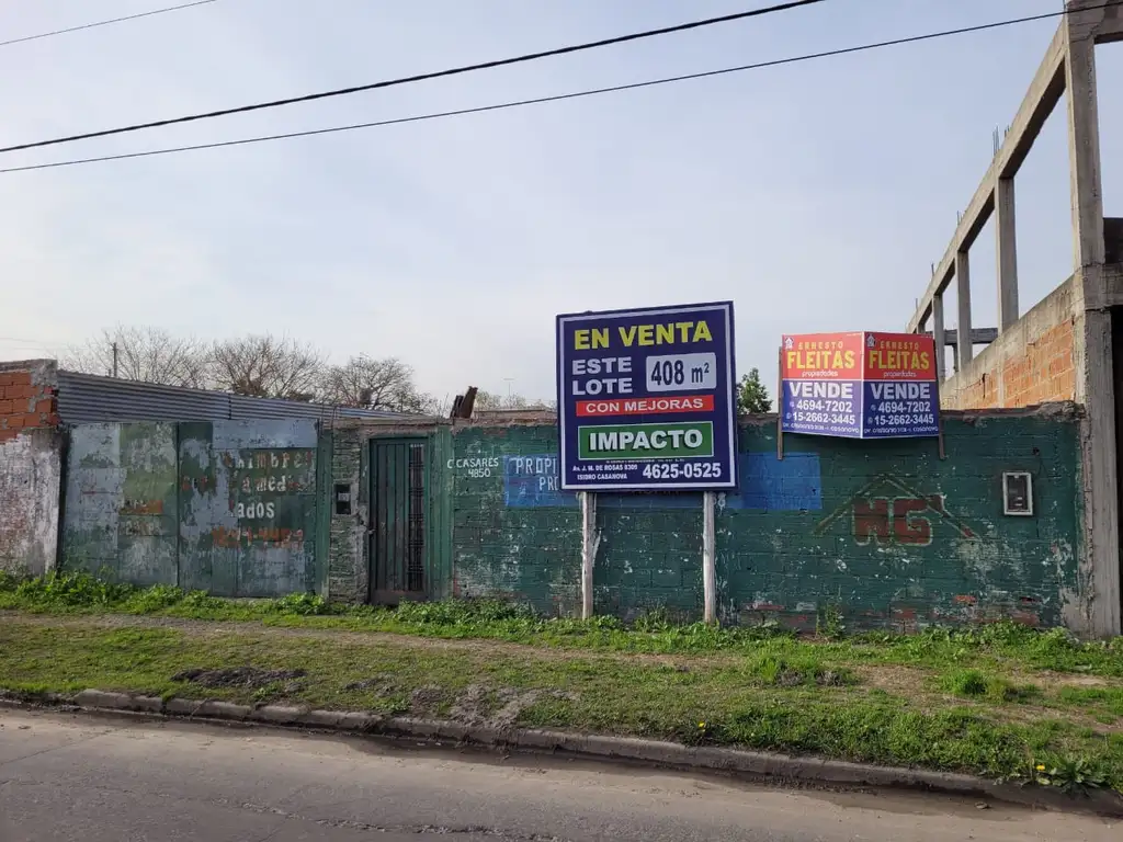 VENTA DE LOTE DE 408 m2 EN ISIDRO CASANOVA