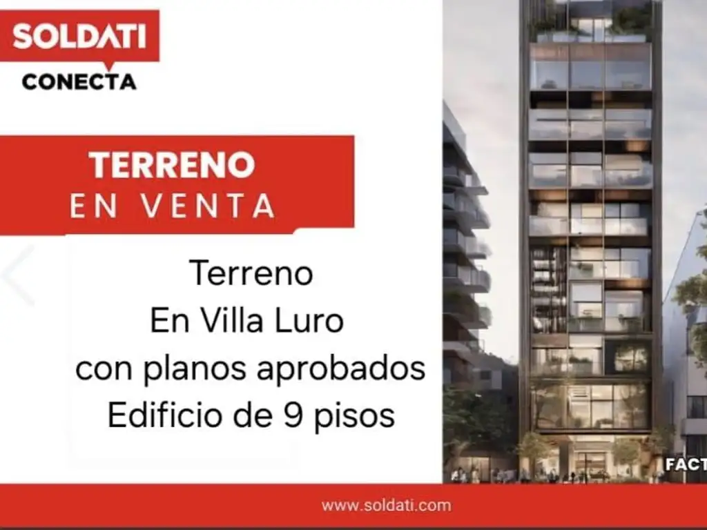 Terreno para edificio de departamentos en Venta - Villa Luro , con PLANOS APROBADOS