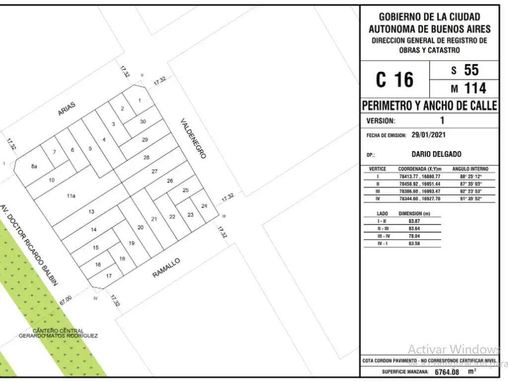 Lote de 17 mts de frente , largo 44 y 36.19 mts frente a parque sarmiento