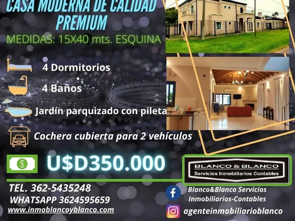 SE VENDE: B°VILLA CAMILA, CASA MODERNA DE 4 DORM.