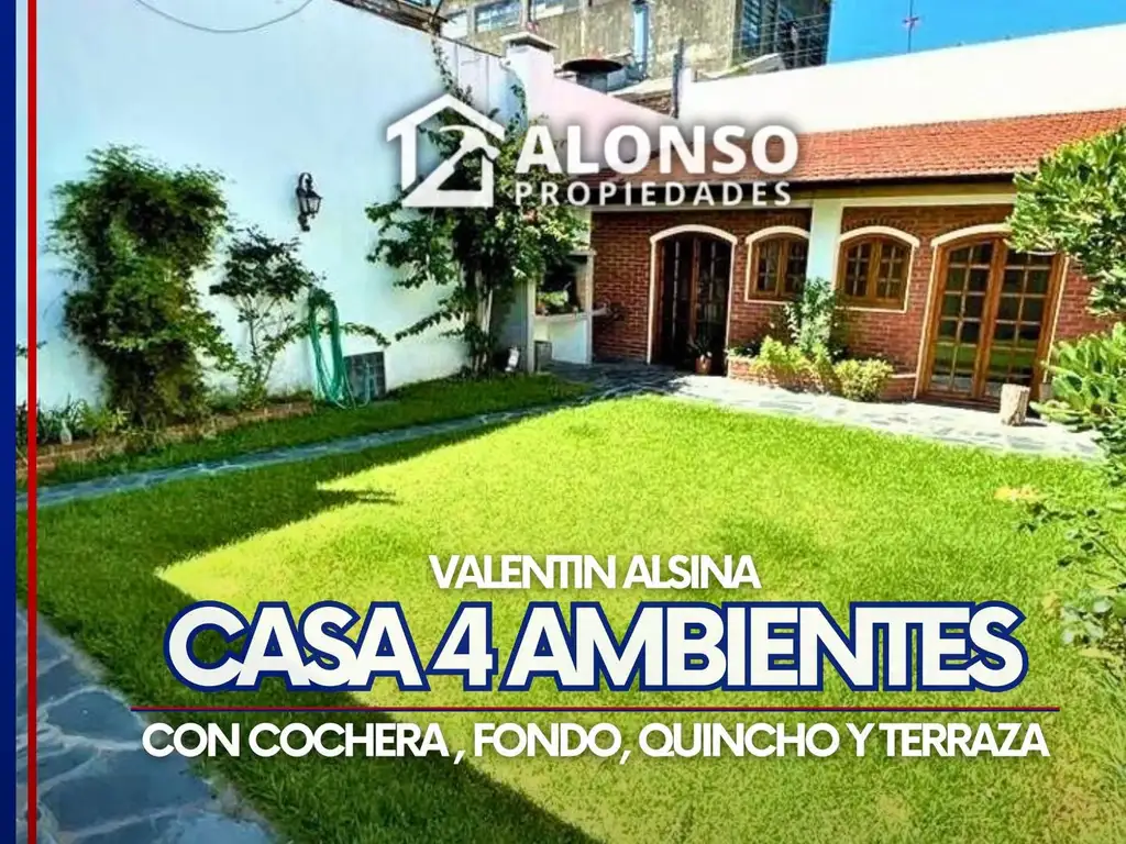 CASA 4 AMB C/FONDO LIBRE Y QUINCHO CUBIERTO - ALSINA