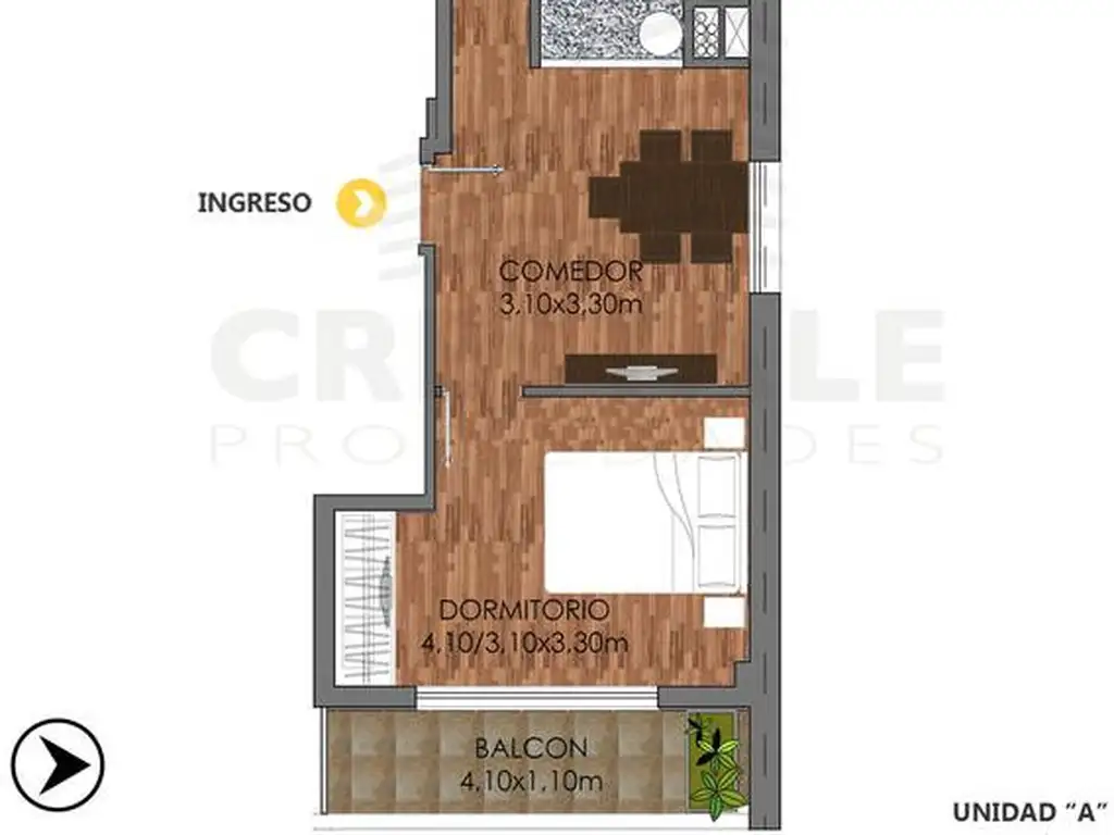 Departamento 1 dormitorio en venta - Rosario