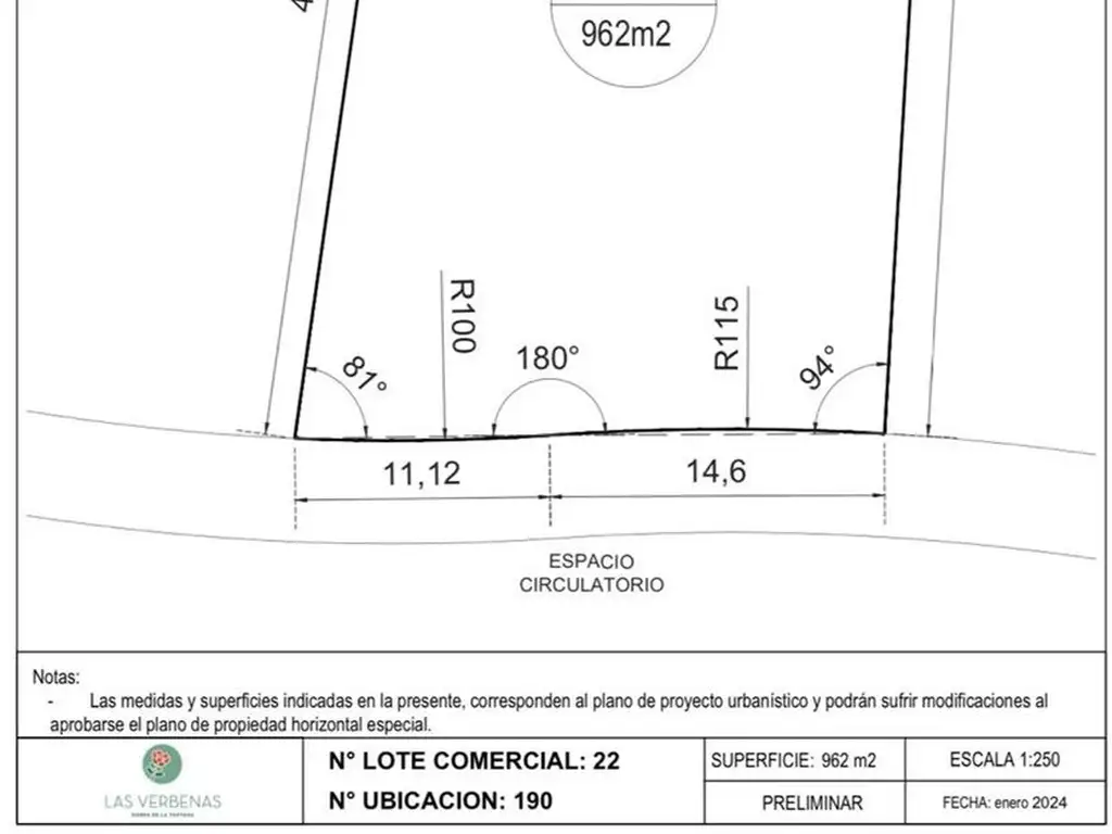 VENTA LOTE NRO.22 BARRIO LAS VERBENAS ETAPA 2