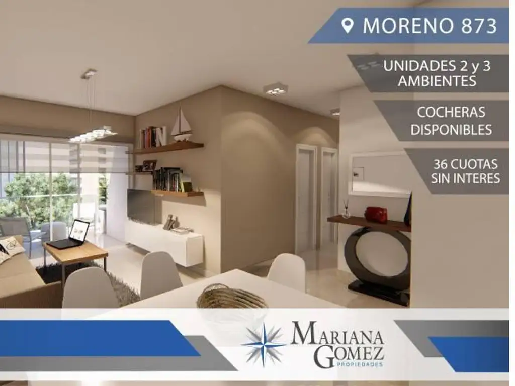 VENTA - Depto 3 ambientes de 69 m2   balcon s/ Moreno y Bran